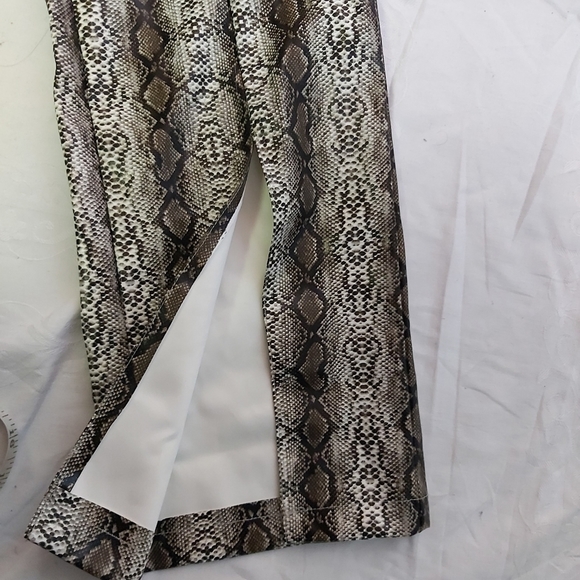 Prettylittlethings Grey Snake Faux Leather Split Hem Straight Leg Pants - Picture 7 of 11